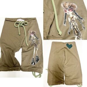 Moshi Moshi LA Womens 90s Y2K Olive Green Cropped Jogger Pant Sz XS